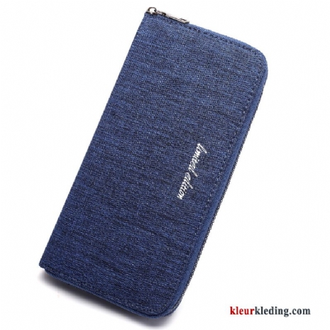 Mode Tas Telefoon Business Lange Rits Portemonnee Heren Blauw