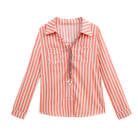 Nieuw Jasje Herfst Blouse Overhemd Losse Roze Chiffon Voorjaar Dames