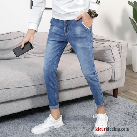 Nieuw Spijkerbroek Jeans Heren Jeugd Trend Potlood Broek Elastiek Trendy Merk