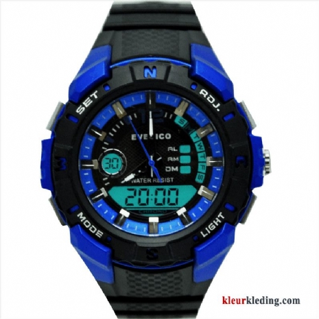 Nieuw Sport Lichtende Nachtwolken Tas Heren Outdoor Horloge Waterdicht Blauw