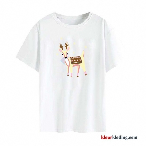 Onderhemd Korte Mouw T-shirts Hertachtigen Dames Rood Mini Wit