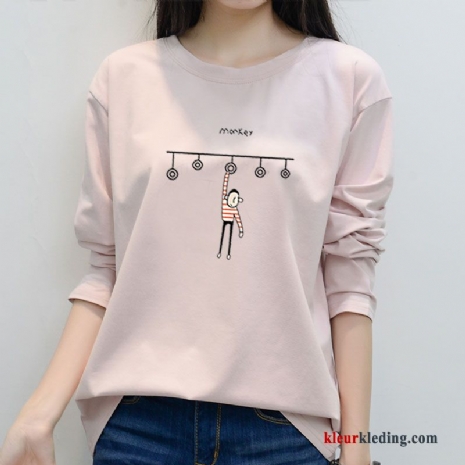 Onderhemd Losse Jasje Student T-shirt Lange Mouw Dames Persoonlijk Eenvoudige