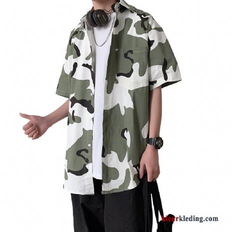 Overhemd Kort Mouw Trend Zomer Jas Mooi Overhemd Camouflage Losse Heren