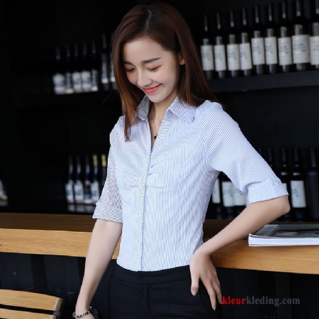 Overhemd Korte Mouw Werkkleding Overhemd Wit Blouse Overhemd Halve Mouw Dames Korte Mouw Elastiek