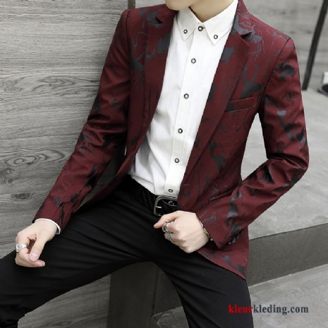 Pak Heren Herfst Trend Slim Fit Student Rood Blazer