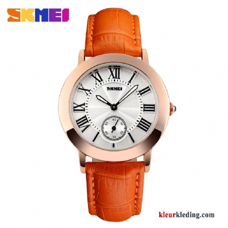 Persoonlijkheid Student Klassiek Waterdicht Dames Mode Elegante Horloge Oranje