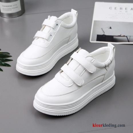 Platform Schoenen Casual Sleehak Sport Herfst Schoenen Platform Laag Velcro Dames Wit