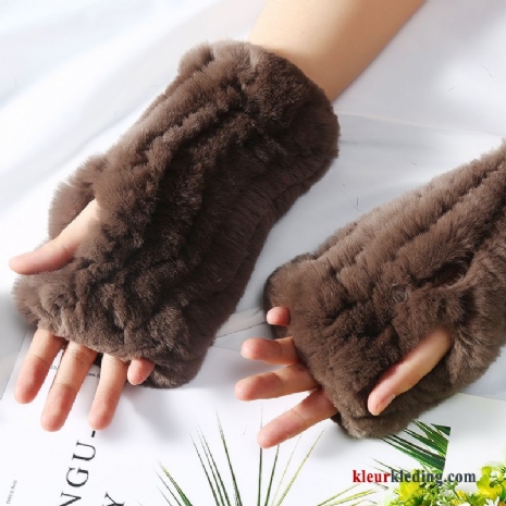 Polsbeschermers Mesh Handschoen Blijf Warm Student Dames Winter Herfst Bruine