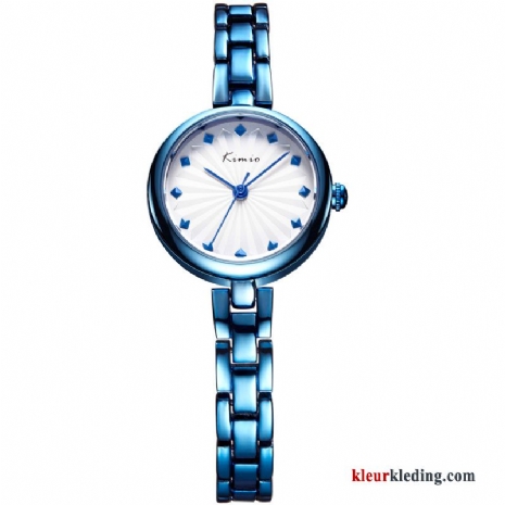 Quartz Horloge Meisje Armbanden Student Mode Dames Gemiddelde Eenvoudig Blauw