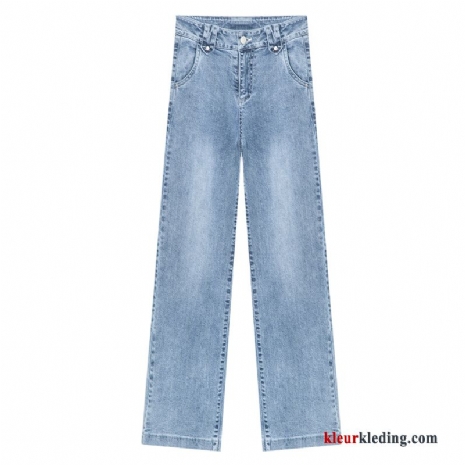 Rechtdoor Hoge Taille Losse Spijkerbroek Jeans Zomer Nieuw Dames Blauw