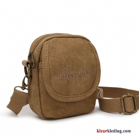 Riem Mini Heuptas Schoudertas Canvas Running Messenger Tas Casual Heren Bruine