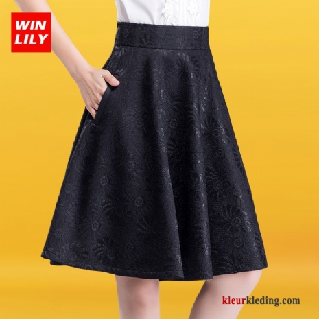 Rok Hoge Taille Lang Herfst Geplooide Kant Winter 2018 Dames