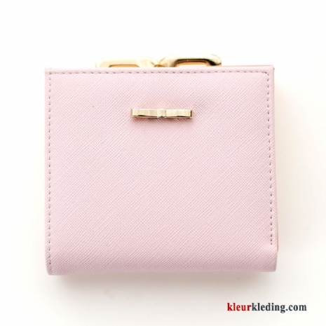 Roze Mini Klittenband Dames Portefeuille Portemonnee Vers Schattig