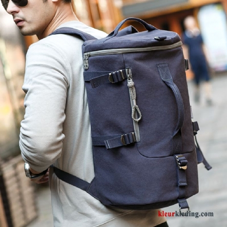 Rugzak Reizen Sport Heren Tas Reis Canvas Outdoor Blauw Zwart