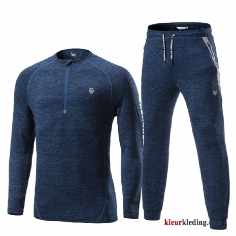 Running Pak Blauw Heren Ronde Hals Voorjaar Herfst Sportkleding