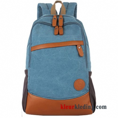 Schooltas Canvas Denim Computer Tas Rugzak Casual Dames De Middelbare School Blauw