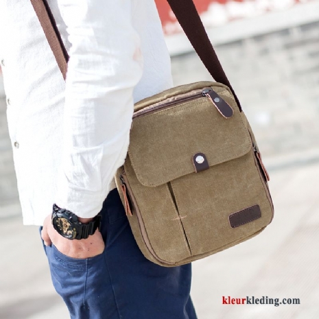 Schoudertas Casual Business Messenger Tas Canvas Mini Heren Trend Kaki