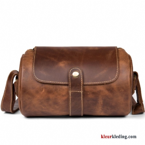 Schoudertas Dames Leer Heren Messenger Tas Echt Leer Licht Lederen Bruine