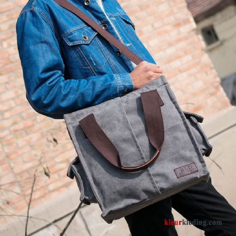 Schoudertas Grijs Tas Messenger Tas Handtas Vintage Gemiddelde Canvas Heren