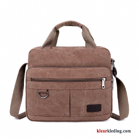 Schoudertas Handtas Aktetas Heren Messenger Tas Casual Business Canvas Bruine