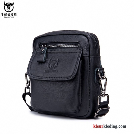 Schoudertas Lederen Heren Casual Tas Messenger Tas Lang Rechtbanken Business Zwart