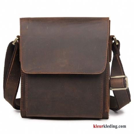 Schoudertas Leer Vintage Met De Hand Messenger Tas Diepe Heren Origineel Casual Bruine