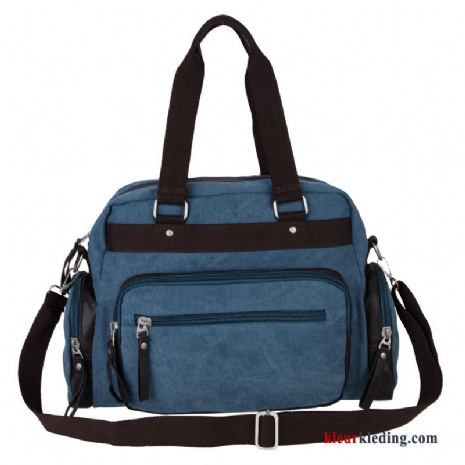 Schoudertas Messenger Tas Handtas Student Canvas Vintage Nieuw Heren Blauw