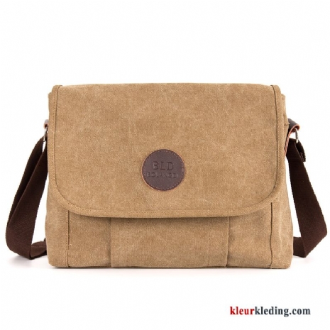 Schoudertas Mode Casual Messenger Tas Canvas Trend Nieuw Eenvoudig Heren Kaki