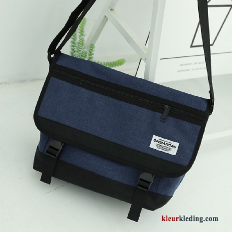 Schoudertas Vintage Casual Tas Trend Rugzak Heren Waterdicht Messenger Tas Blauw