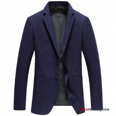 Slim Fit Blazer Blauw Herfst Casual Mannelijk Voorjaar Heren