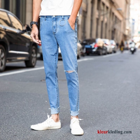 Slim Fit Trend Mannelijk Gaten Heren Spijkerbroek Jeans Herfst Denim