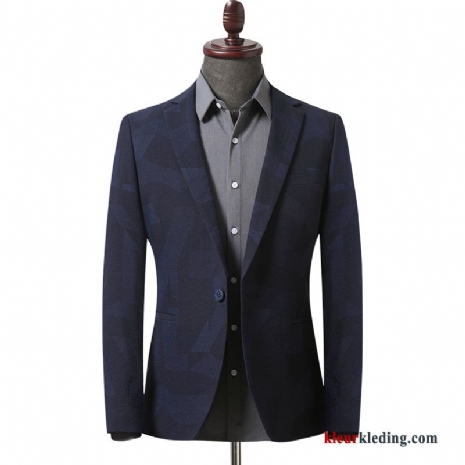 Slim Fit Voorjaar Nieuw Pak Heren Jeugd Blauw Blazer