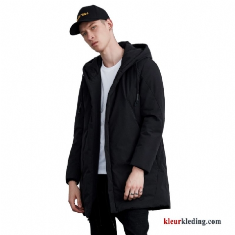 Slim Fit Zwart Donsjack Winter Lang Warme Jas Heren