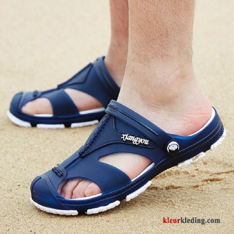 Slipper Ademende Dikke Zool Pantoffels Trend Zomer Schoenen Antislip Sandaal Heren Blauw