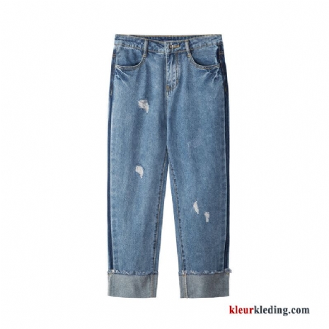 Spijkerbroek Blauw Jeugd Nieuw Mode Herfst Dames Gaten Denim