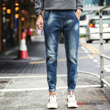 Spijkerbroek Heren Skinny Herfst Mannelijk Trend Blauw Mini Broek