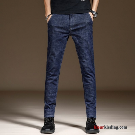 Spijkerbroek Jeans Dunne Slim Fit Mannelijk Zomer Blauw Elastiek Casual Heren