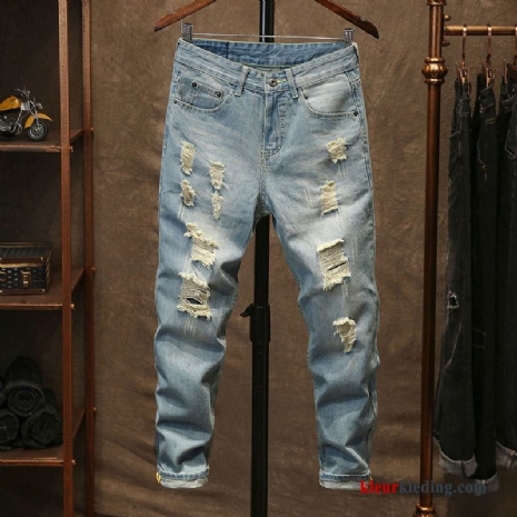 Spijkerbroek Jeans Lichtblauw Zomer Trend Slim Fit Trendy Merk Dunne Heren