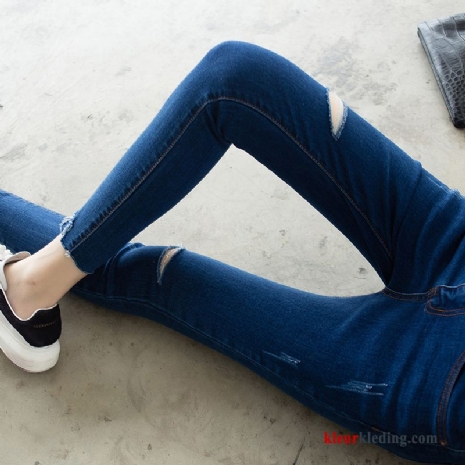 Spijkerbroek Jeans Skinny Mini Dames Elastiek Hoge Taille Dunne Blauw