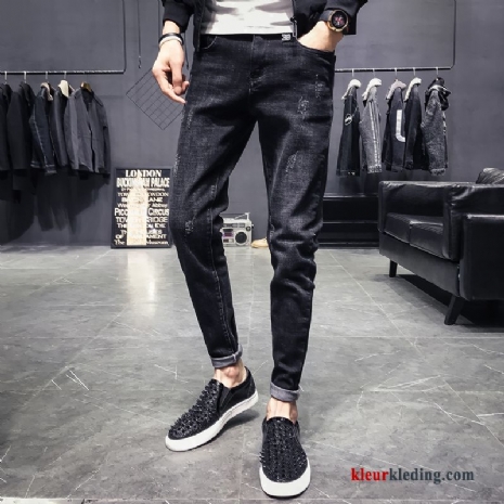 Spijkerbroek Jeans Trend Jeugd Zwart Mini Elastiek Heren 2018