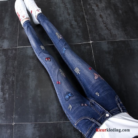 Spijkerbroek Nieuw Broek Skinny Elastiek Geborduurde Dames Lange Slim Fit