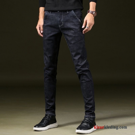 Spijkerbroek Trend Jeugd Donkerblauw Winter Lange Heren Potlood Broek Slim Fit