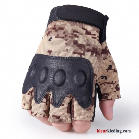 Sport Outdoor Handschoen Worstelen Camouflage Opleiding Tactiek Halve Vinger Heren Kaki