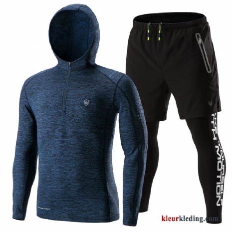 Sportkleding Geschiktheid Blauw Running Opleiding Skinny Pak Lange Mouwen Heren