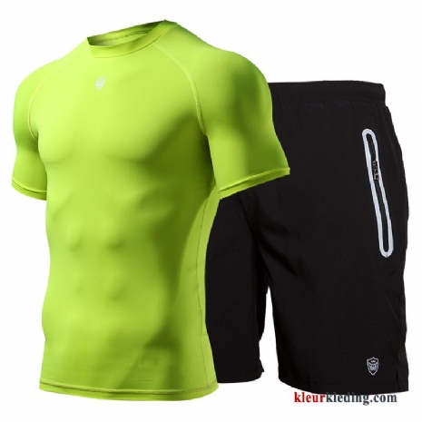 Sportkleding Skinny Running Sport Snel Droog Opleiding Geschiktheid Groen Heren