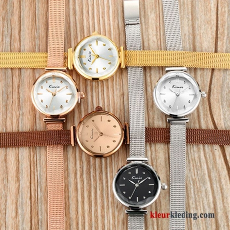 Student Horloge Mode Eenvoudig Kleur Nieuw Dames Trend Gouden Beige