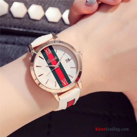 Student Quartz Horloge Dames Mode Kalender Riem Elegante Casual