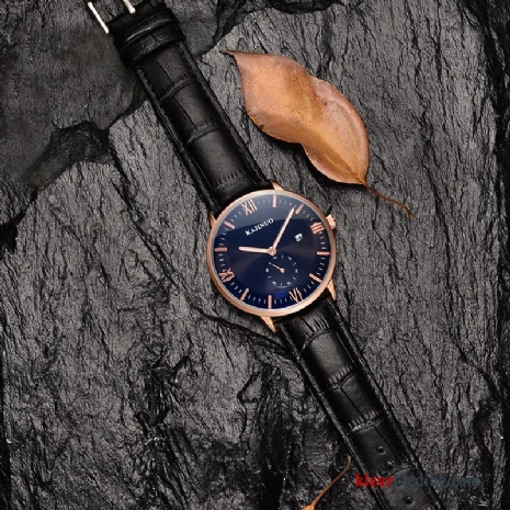 Student Trend Echt Leer Mode Horloge Lichtende Nachtwolken Heren Casual Blauw