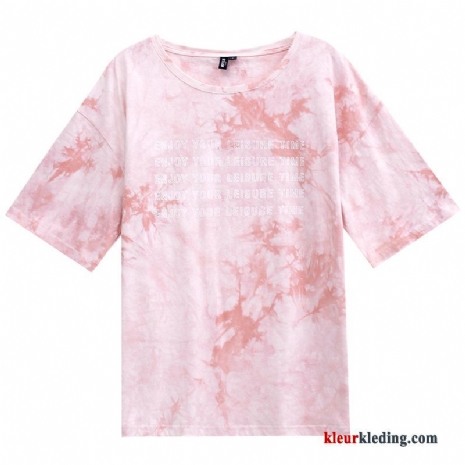 T-shirts Katoen Nieuw Korte Mouw Losse Dames Zomer Roze Jasje