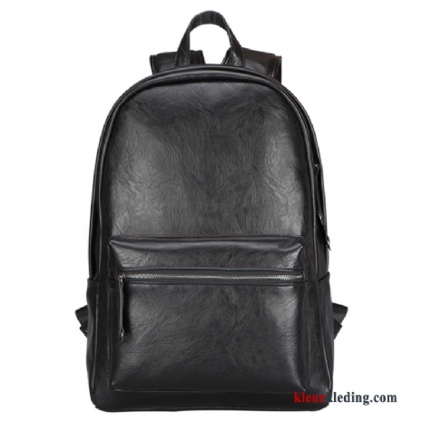 Tas Casual Schooltas Reizen Mode Trend Rugzak Leer Heren Zwart